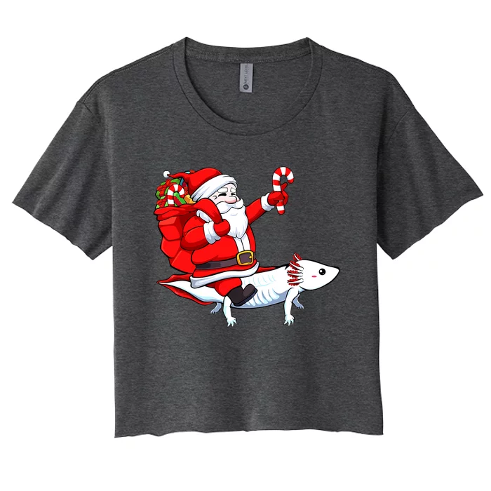 Santa Riding Axolotl Christmas Pajama Gifts Boys Women's Crop Top Tee