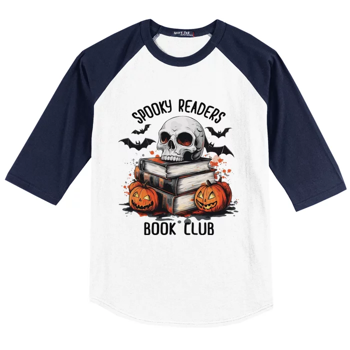 Spooky Reader Book Club Halloween Book Lover Bookworm Baseball Sleeve Shirt