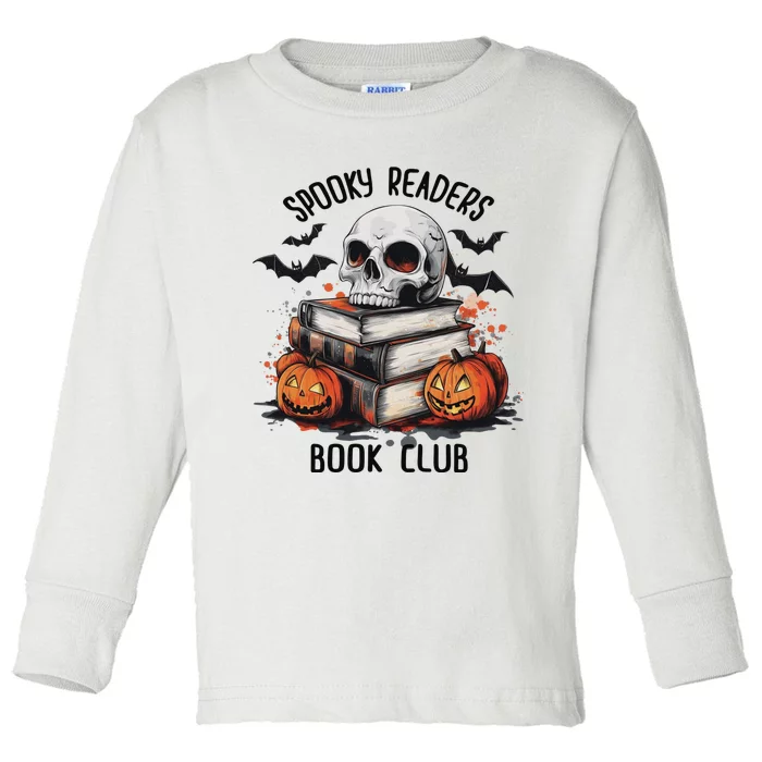 Spooky Reader Book Club Halloween Book Lover Bookworm Toddler Long Sleeve Shirt