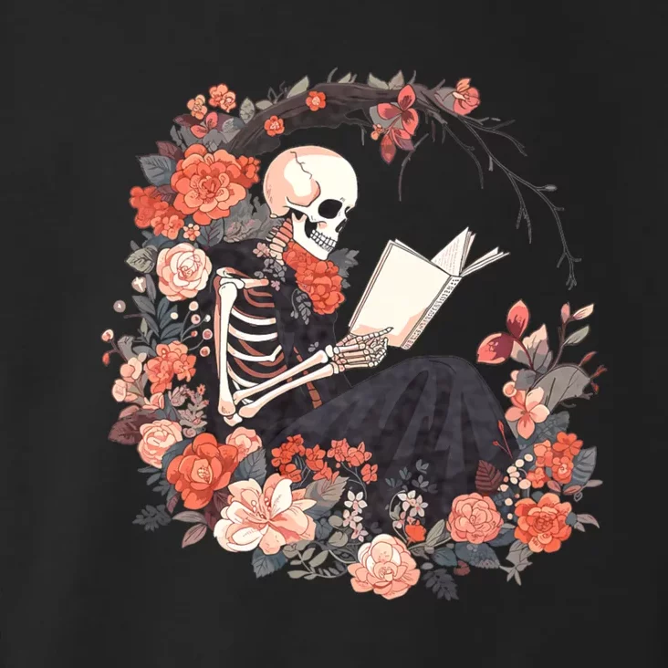 Skeleton Reading Book Lover Floral Flowers Bookish Bookworm Toddler Hoodie