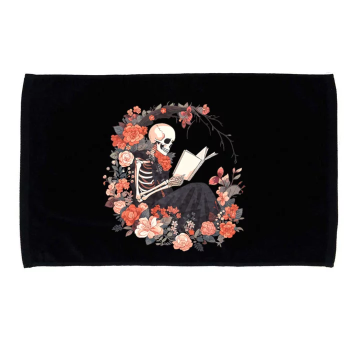 Skeleton Reading Book Lover Floral Flowers Bookish Bookworm Microfiber Hand Towel