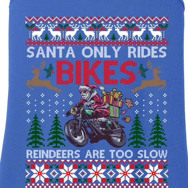 Santa Rides Bikes Christmas Motorcycle Ugly Xmas Sweater Meaningful Gift Ladies Essential Tank