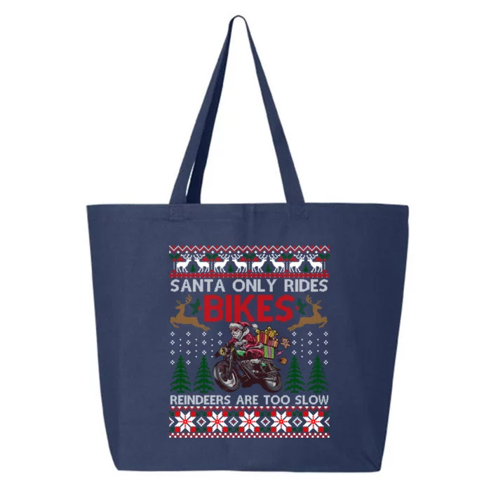 Santa Rides Bikes Christmas Motorcycle Ugly Xmas Sweater Meaningful Gift 25L Jumbo Tote