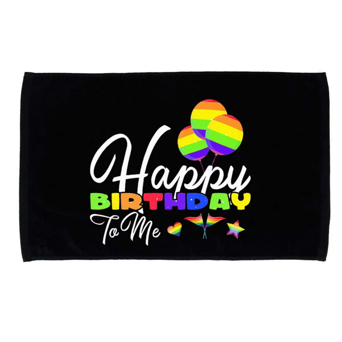 Sweet Rainbow Balloons Happy Birthday To Me LGBT Birthday Microfiber Hand Towel