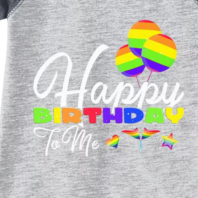 Sweet Rainbow Balloons Happy Birthday To Me LGBT Birthday Infant Baby Jersey Bodysuit