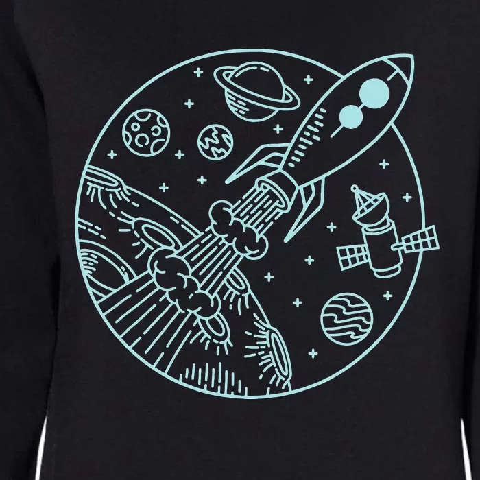 Space Rocket Blast Off! & Planets Cute Cartoon Womens California Wash Sweatshirt