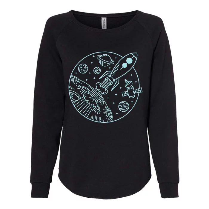 Space Rocket Blast Off! & Planets Cute Cartoon Womens California Wash Sweatshirt