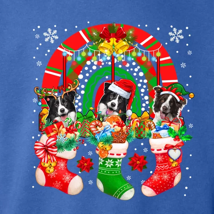 Santa Reindeer Border Collie Dogs In Xmas Socks Rainbow Great Gift Toddler Hoodie