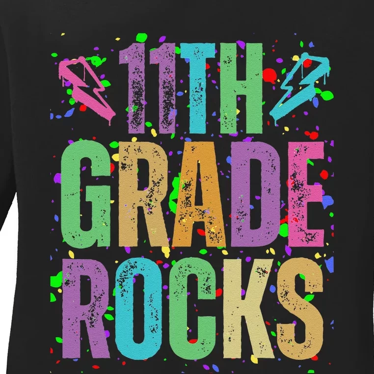 School Rocks Back To School Rockin 11th Grade Rocks Ladies Long Sleeve Shirt