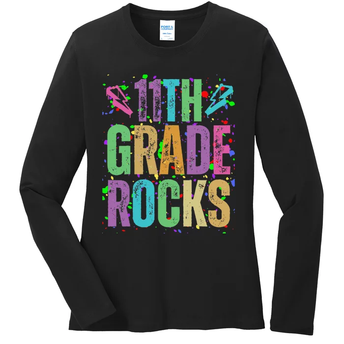 School Rocks Back To School Rockin 11th Grade Rocks Ladies Long Sleeve Shirt