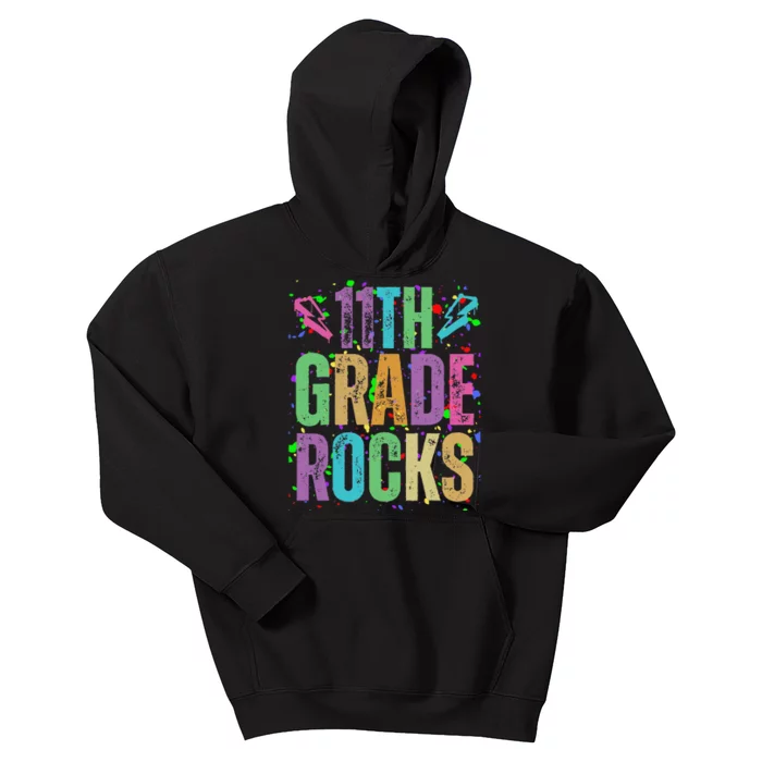 School Rocks Back To School Rockin 11th Grade Rocks Kids Hoodie