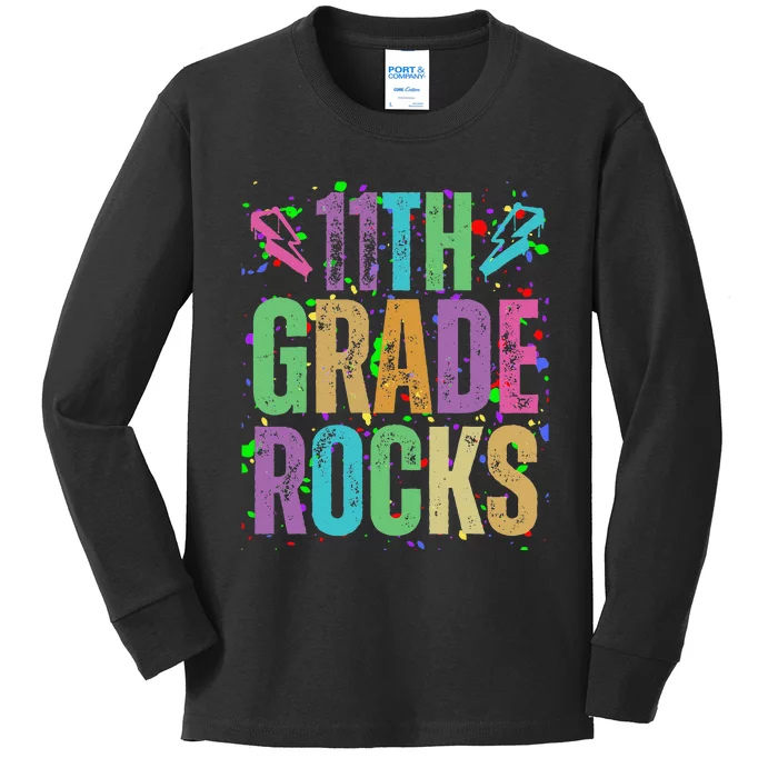 School Rocks Back To School Rockin 11th Grade Rocks Kids Long Sleeve Shirt