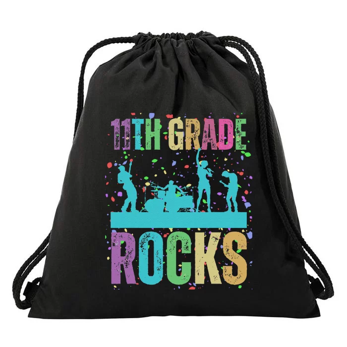 School Rocks Back To School Rockin 11th Grade Rocks Drawstring Bag