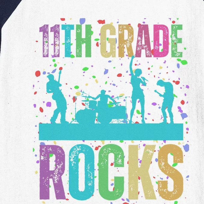 School Rocks Back To School Rockin 11th Grade Rocks Baseball Sleeve Shirt