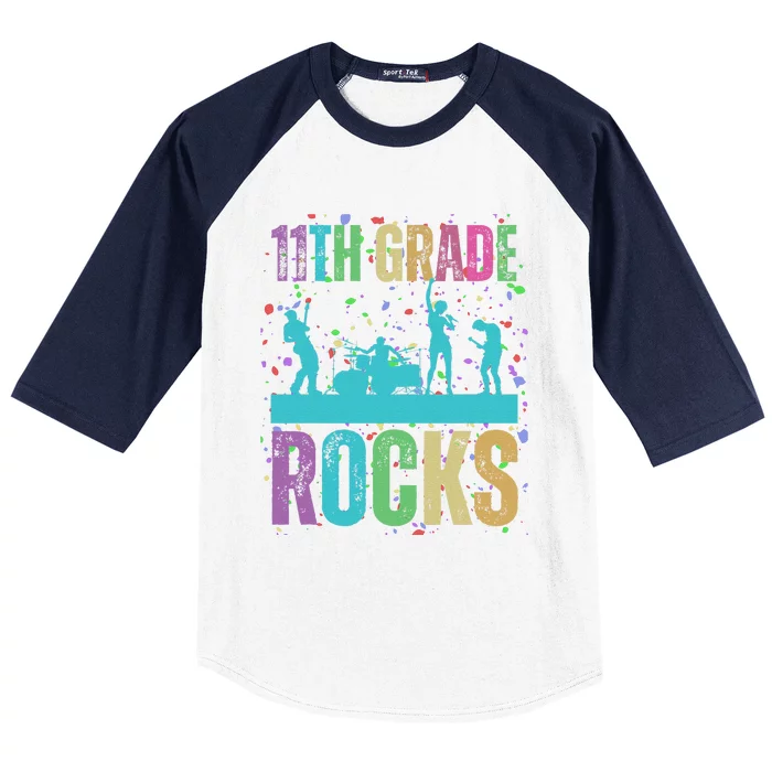 School Rocks Back To School Rockin 11th Grade Rocks Baseball Sleeve Shirt