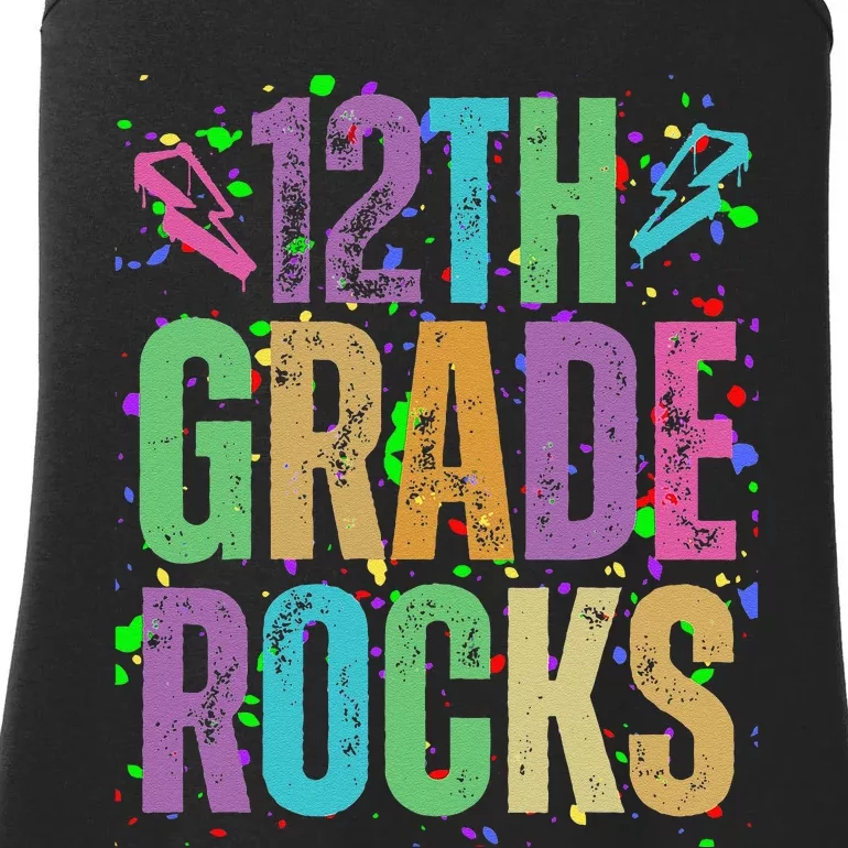 School Rocks Back To School Rockin 12th Grade Rocks Ladies Essential Tank