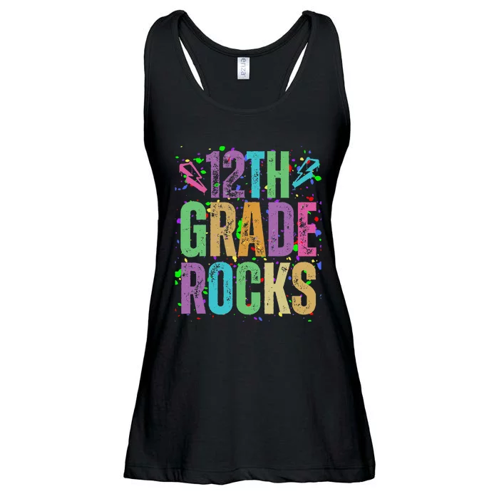 School Rocks Back To School Rockin 12th Grade Rocks Ladies Essential Flowy Tank