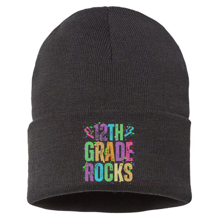 School Rocks Back To School Rockin 12th Grade Rocks Sustainable Knit Beanie