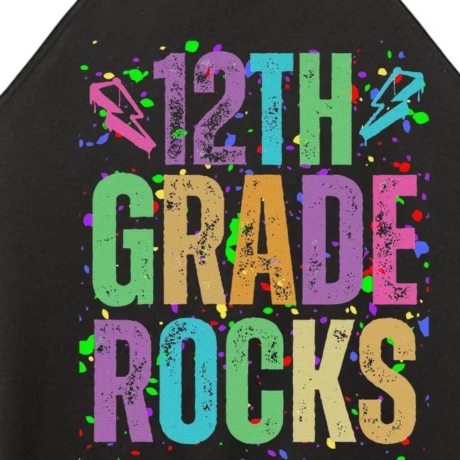 School Rocks Back To School Rockin 12th Grade Rocks Women’s Perfect Tri Rocker Tank