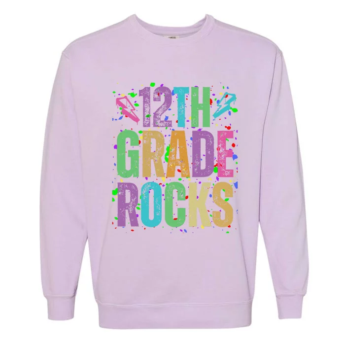 School Rocks Back To School Rockin 12th Grade Rocks Garment-Dyed Sweatshirt