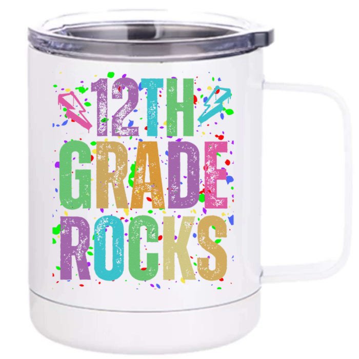 School Rocks Back To School Rockin 12th Grade Rocks Front & Back 12oz Stainless Steel Tumbler Cup