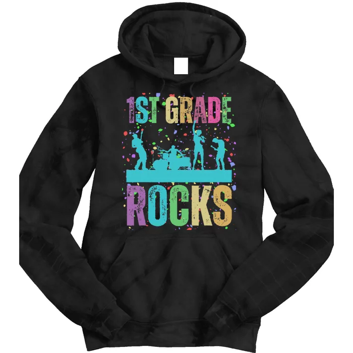 School Rocks Back To School Rockin 1st Grade Rocks Tie Dye Hoodie