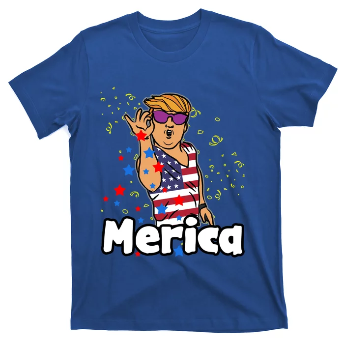 Salting Red Blue Stars Trump Merica Funny 4th July Funny Gift T-Shirt