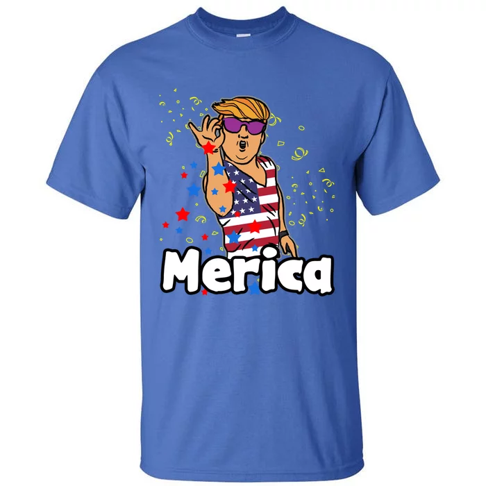 Salting Red Blue Stars Trump Merica Funny 4th July Funny Gift Tall T-Shirt