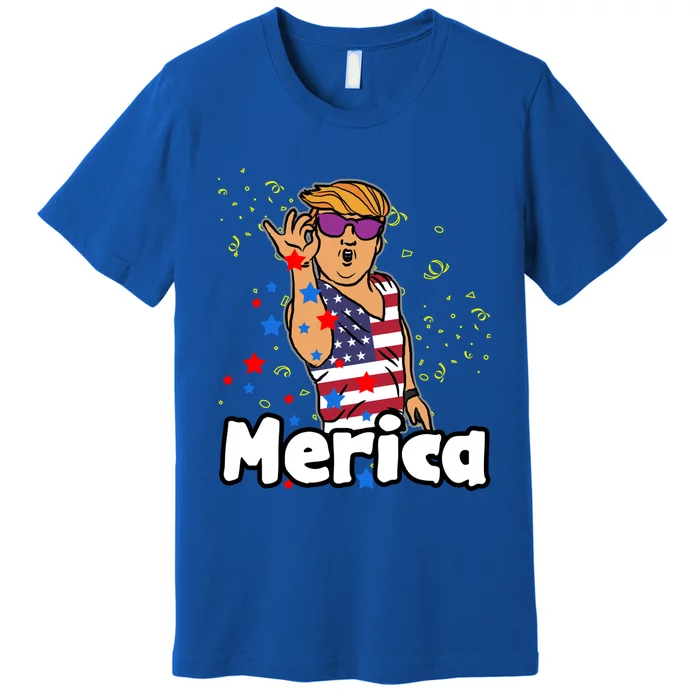 Salting Red Blue Stars Trump Merica Funny 4th July Funny Gift Premium T-Shirt