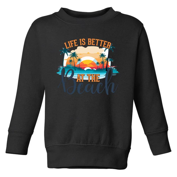 Summer Retro Beach Vibes Graphic Toddler Sweatshirt