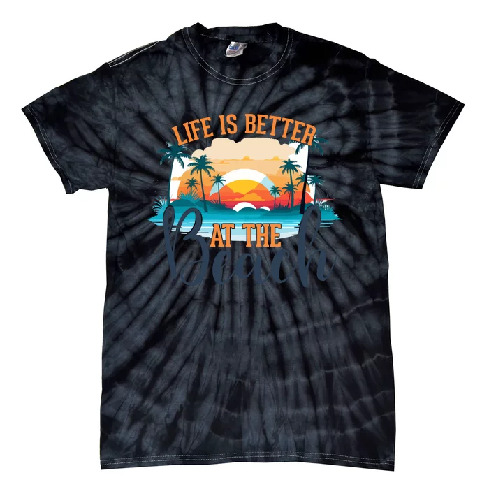 Summer Retro Beach Vibes Graphic Tie-Dye T-Shirt