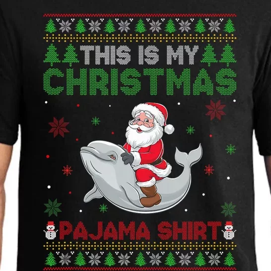 Santa Riding Beluga Whale This Is My Christmas Pajama Pajama Set