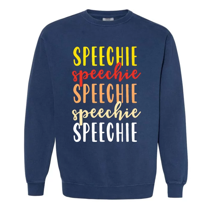 Speechie Retro Boho Speech Language Therapy SLP Gift Garment-Dyed Sweatshirt