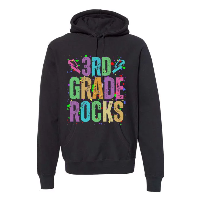 School Rocks Back To School Rockin 3rd Grade Rocks Premium Hoodie