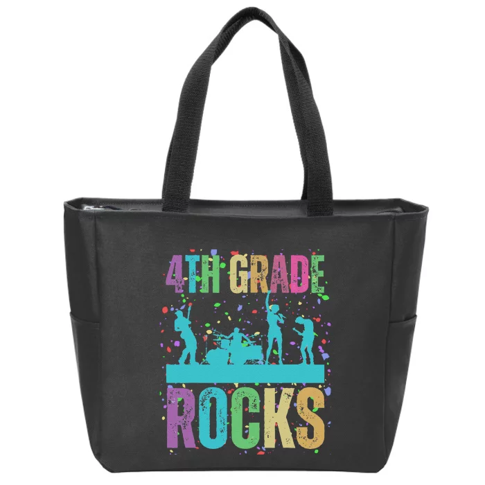 School Rocks Back To School Rockin 4th Grade Rocks Zip Tote Bag