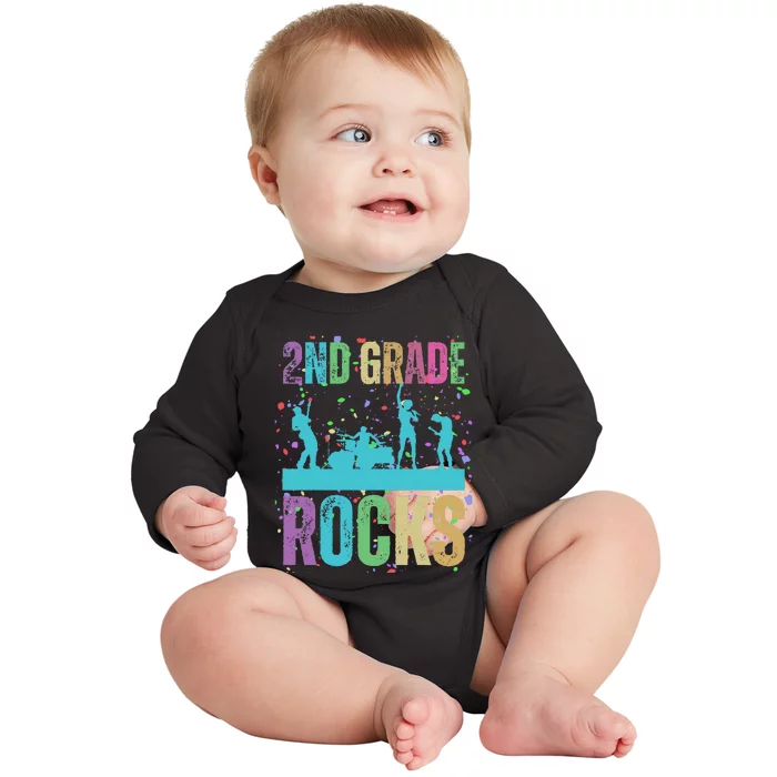 School Rocks Back To School Rockin 2nd Grade Rocks Baby Long Sleeve Bodysuit