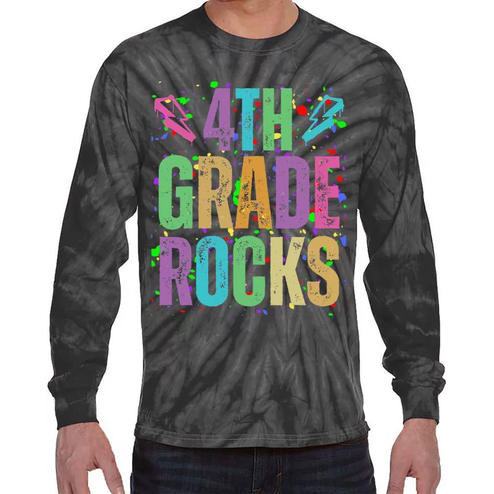 School Rocks Back To School Rockin 4th Grade Rocks Tie-Dye Long Sleeve Shirt