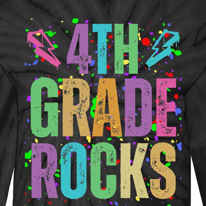 School Rocks Back To School Rockin 4th Grade Rocks Tie-Dye Long Sleeve Shirt