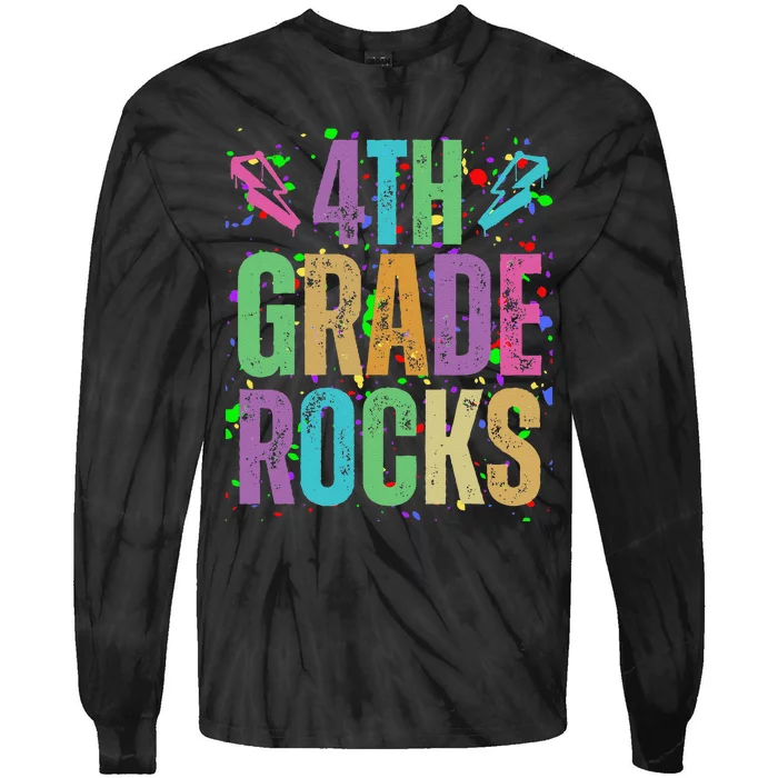 School Rocks Back To School Rockin 4th Grade Rocks Tie-Dye Long Sleeve Shirt