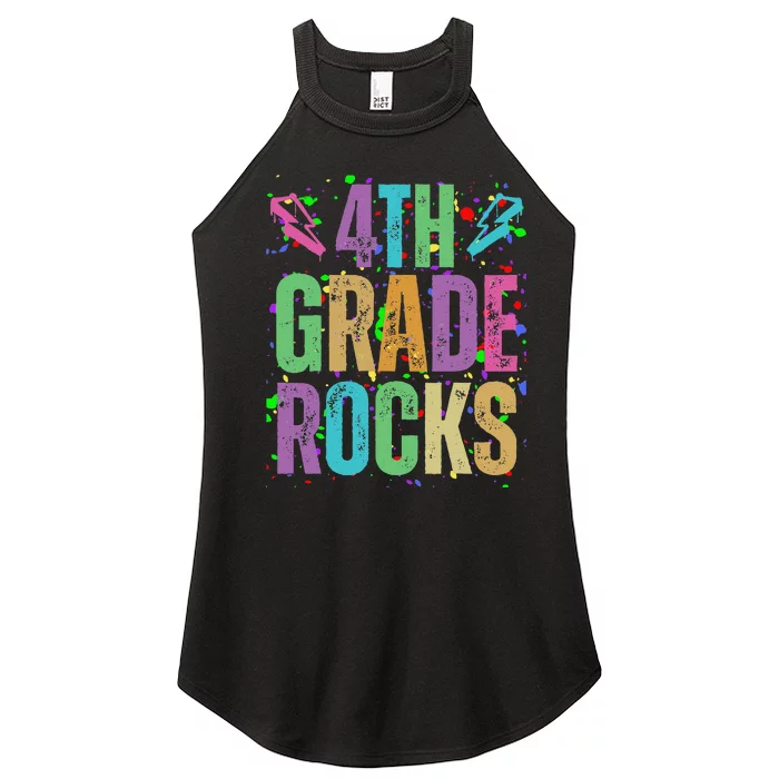 School Rocks Back To School Rockin 4th Grade Rocks Women’s Perfect Tri Rocker Tank