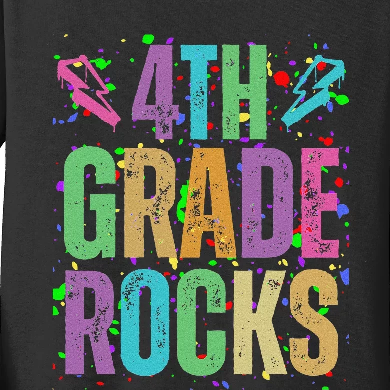 School Rocks Back To School Rockin 4th Grade Rocks Kids Long Sleeve Shirt