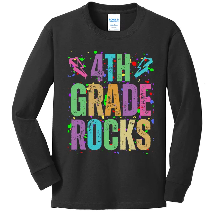 School Rocks Back To School Rockin 4th Grade Rocks Kids Long Sleeve Shirt