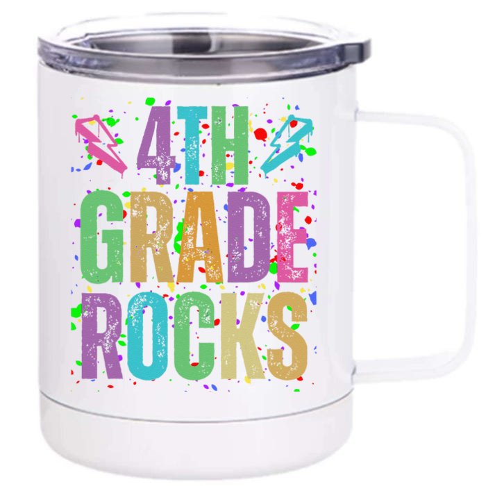 School Rocks Back To School Rockin 4th Grade Rocks Front & Back 12oz Stainless Steel Tumbler Cup