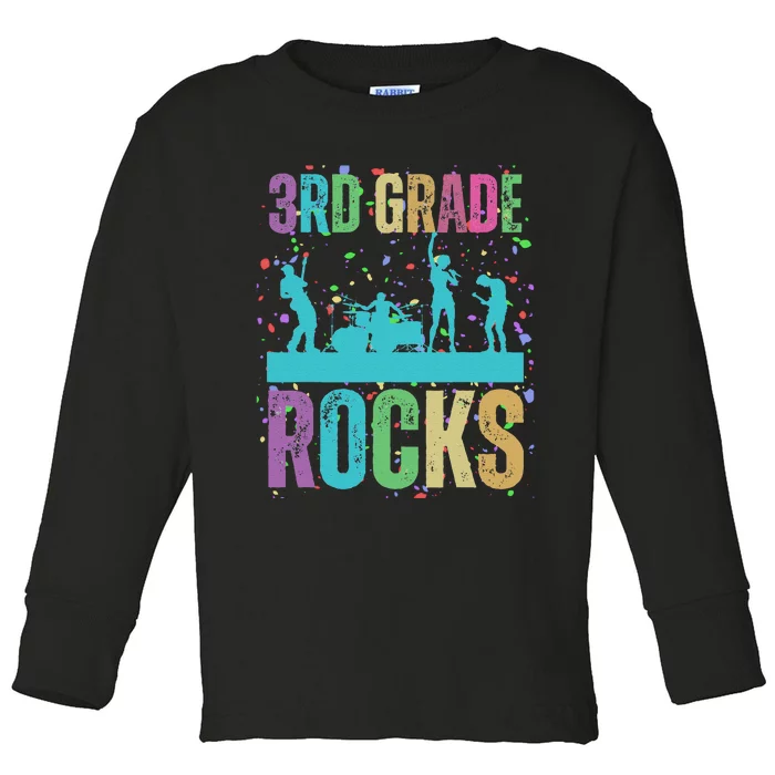 School Rocks Back To School Rockin 3rd Grade Rocks Toddler Long Sleeve Shirt