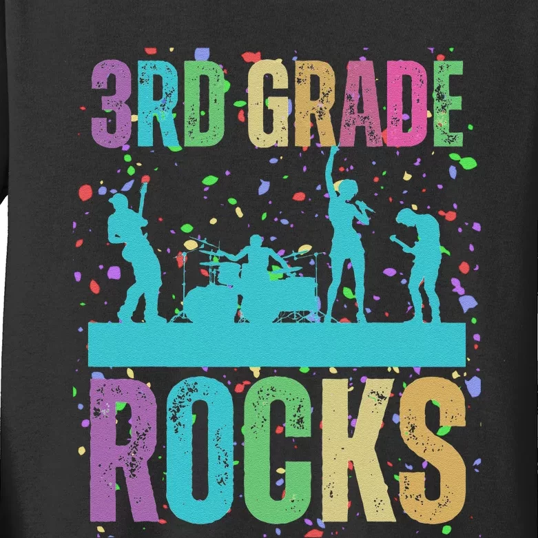 School Rocks Back To School Rockin 3rd Grade Rocks Kids Long Sleeve Shirt