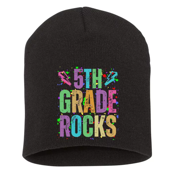 School Rocks Back To School Rockin 5th Grade Rocks Short Acrylic Beanie