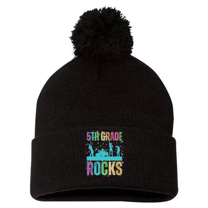 School Rocks Back To School Rockin 5th Grade Rocks Pom Pom 12in Knit Beanie