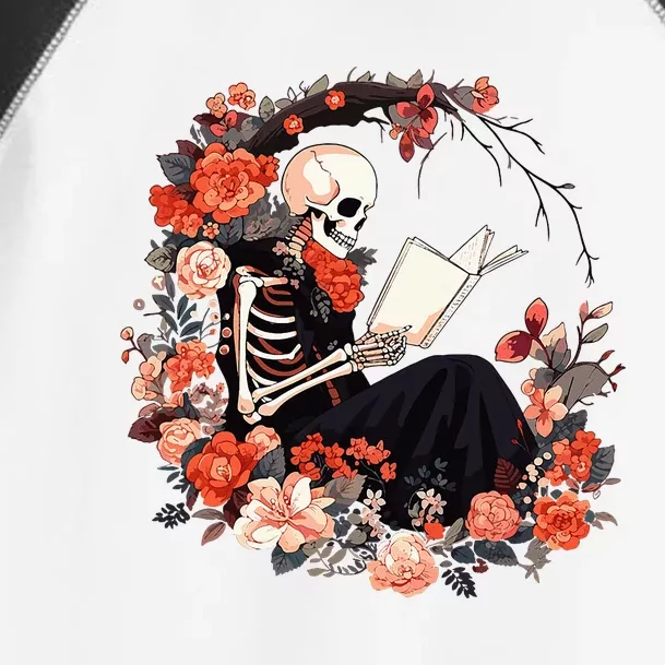 Skeleton Reading Book Lover Floral Flowers Bookish Bookworm Toddler Fine Jersey T-Shirt