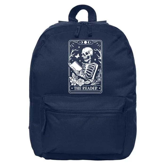 Skeleton Reading Book Lover Funny The Reader Tarot Card 16 in Basic Backpack