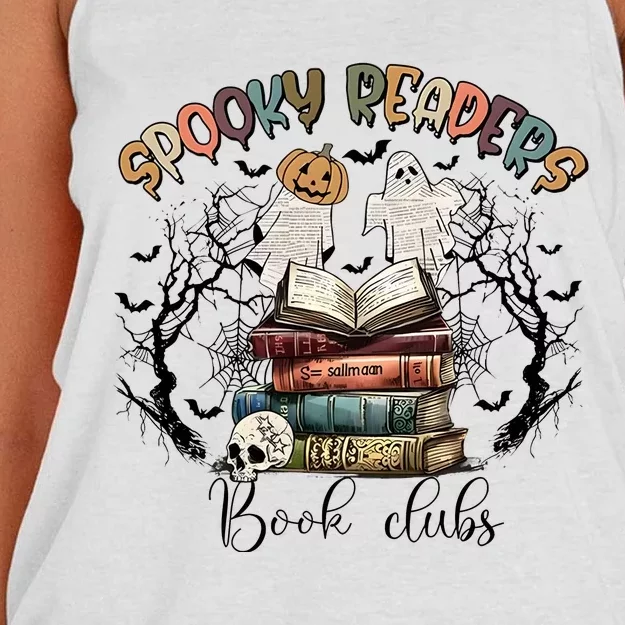 Spooky Readers Book Clubs Women's Knotted Racerback Tank